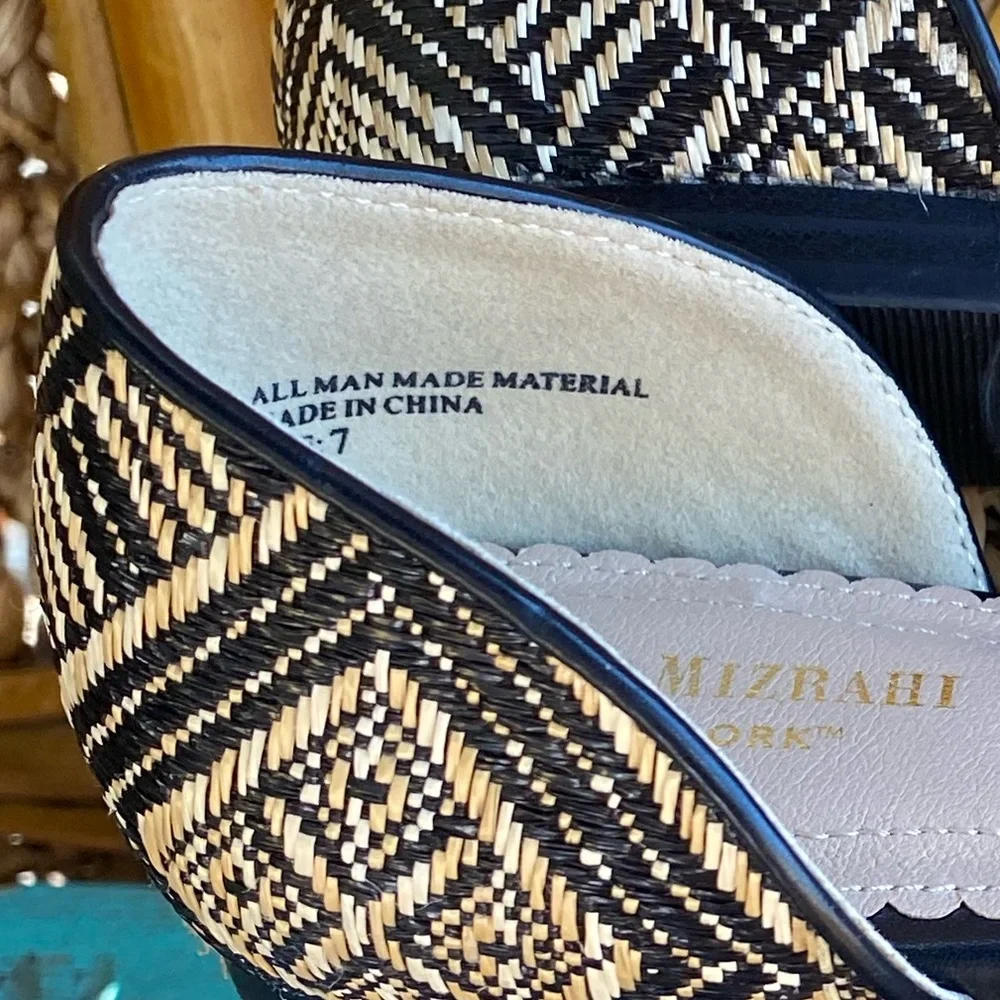 Isaac Mizrahi Geometric-Print Slip On Loafers Flats Black-Cream